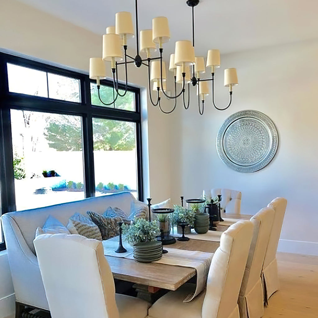 Vendome Chandelier | Brass & Fabric | 4-Lights or 8-Lights Options