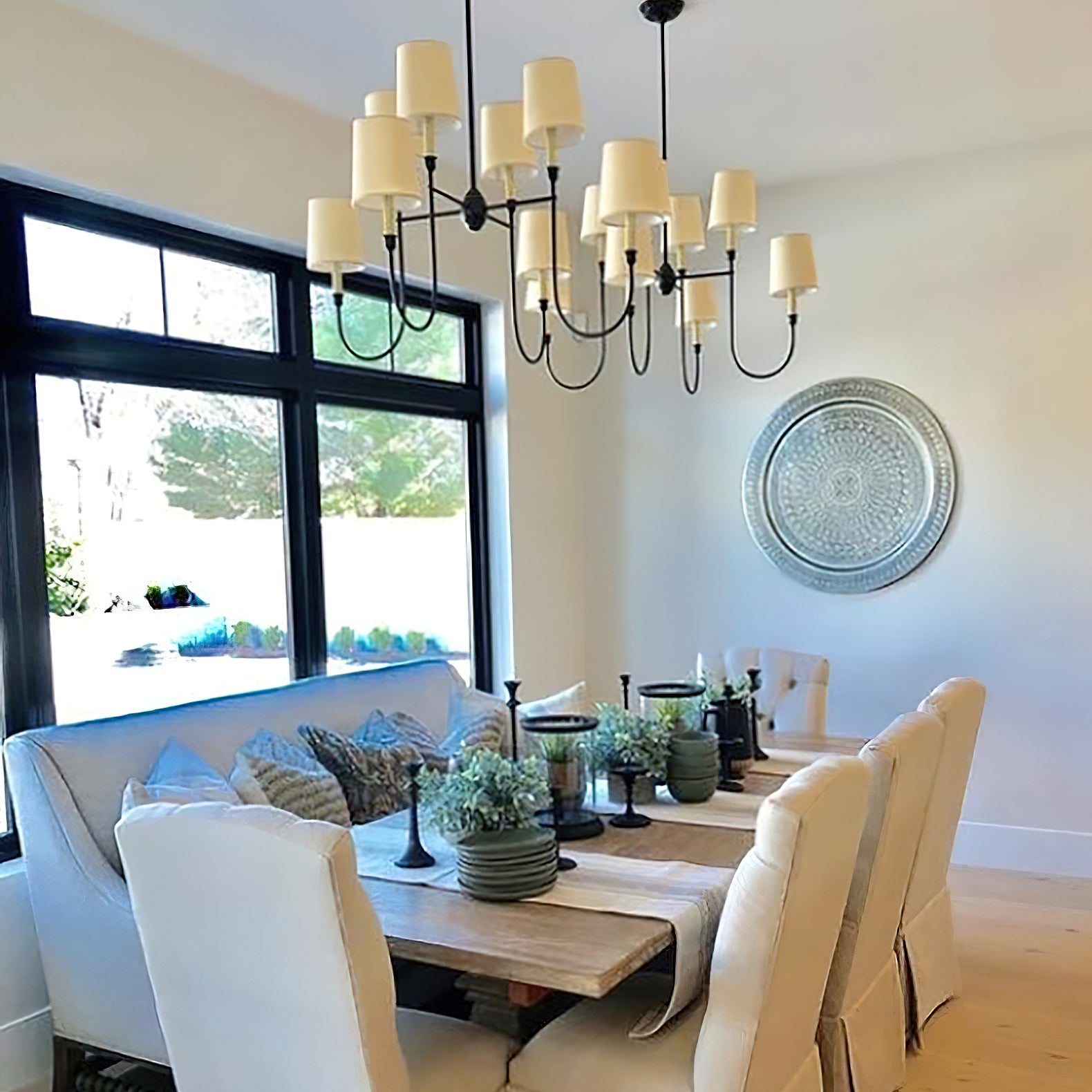 Vendome Chandelier | Brass & Fabric | 4-Lights or 8-Lights Options