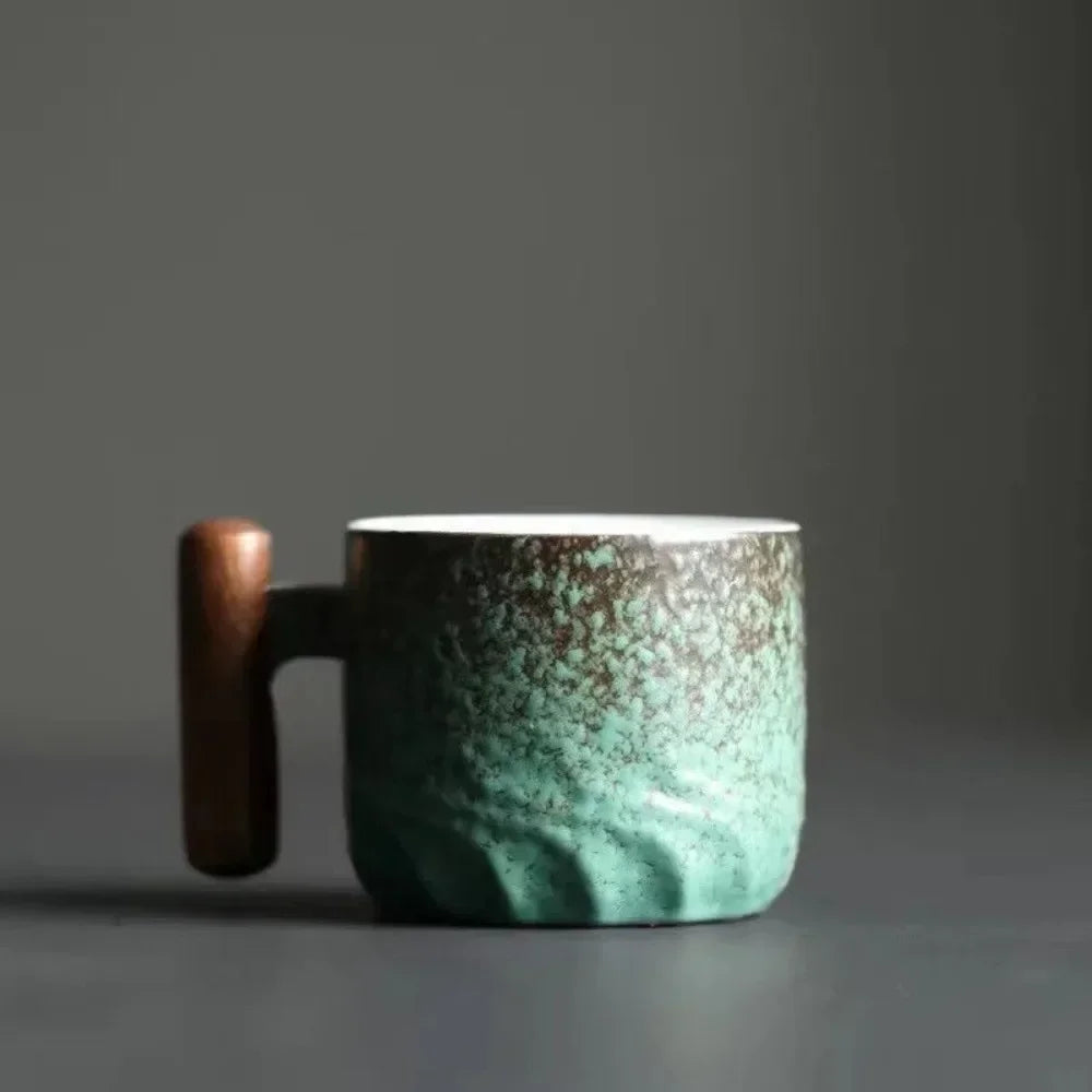 Espresso Cups | Durable Ceramic with Wooden Handle | 80ml Capacity
