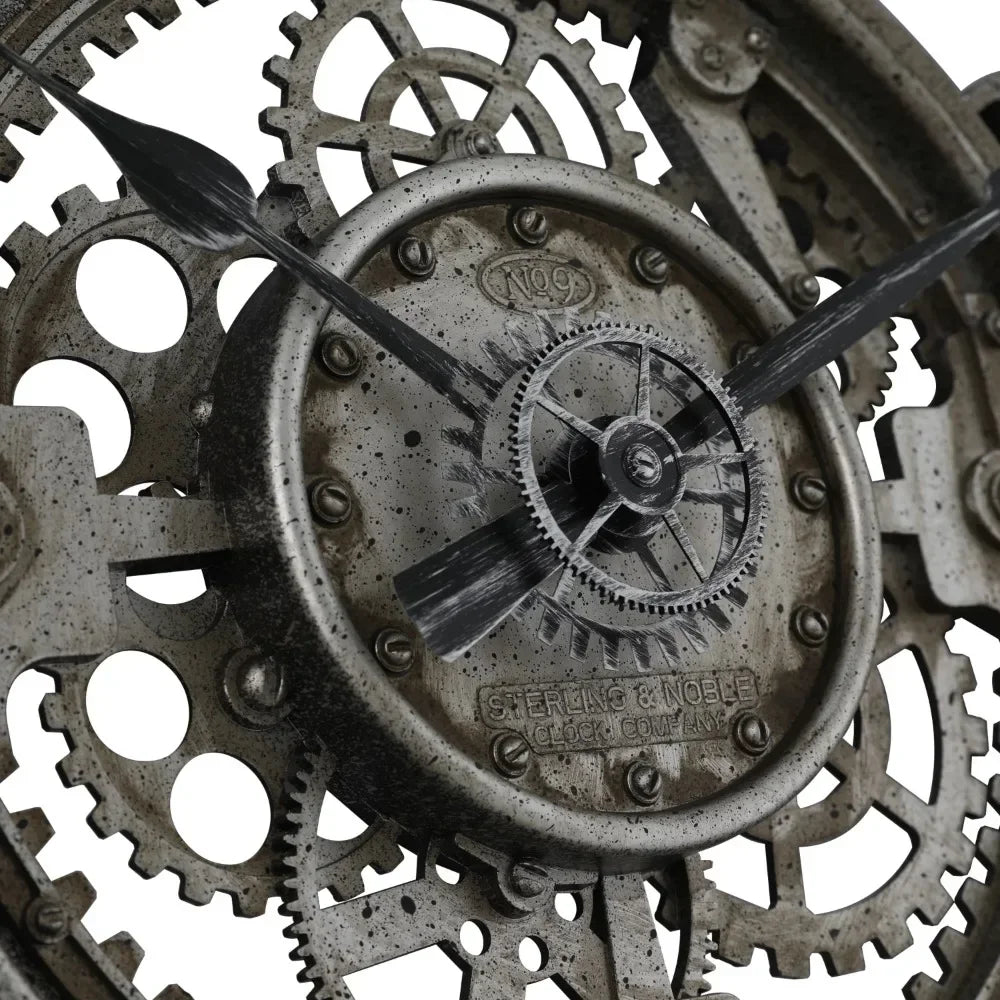 Horloge Murale Industrielle | Métal et Engrenages | 50cm