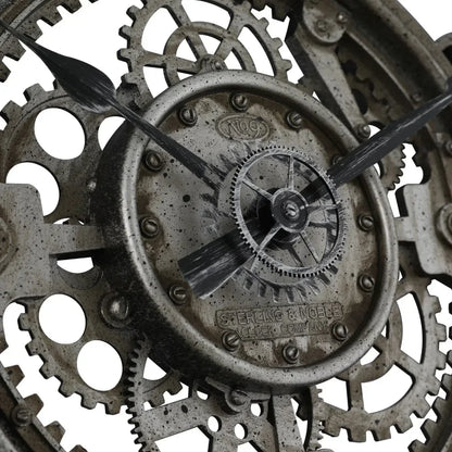 Horloge Murale Industrielle | Métal et Engrenages | 50cm