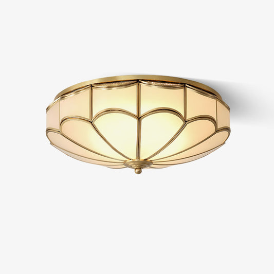 Flush Ceiling Light | Brass & White Glass | 3-8 Bulbs