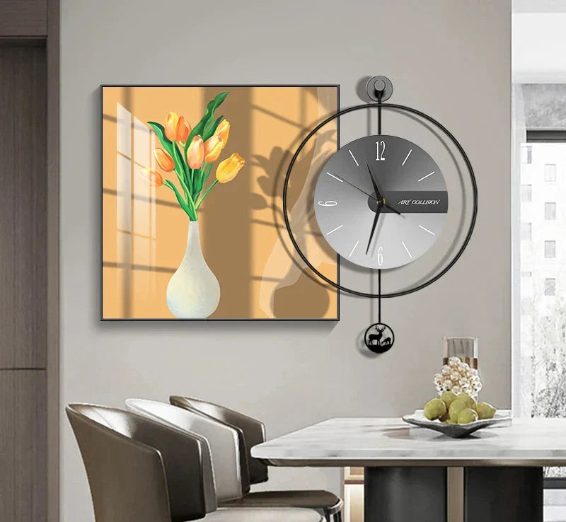 Horloge Murale Moderne | Métal et Verre | 30cm