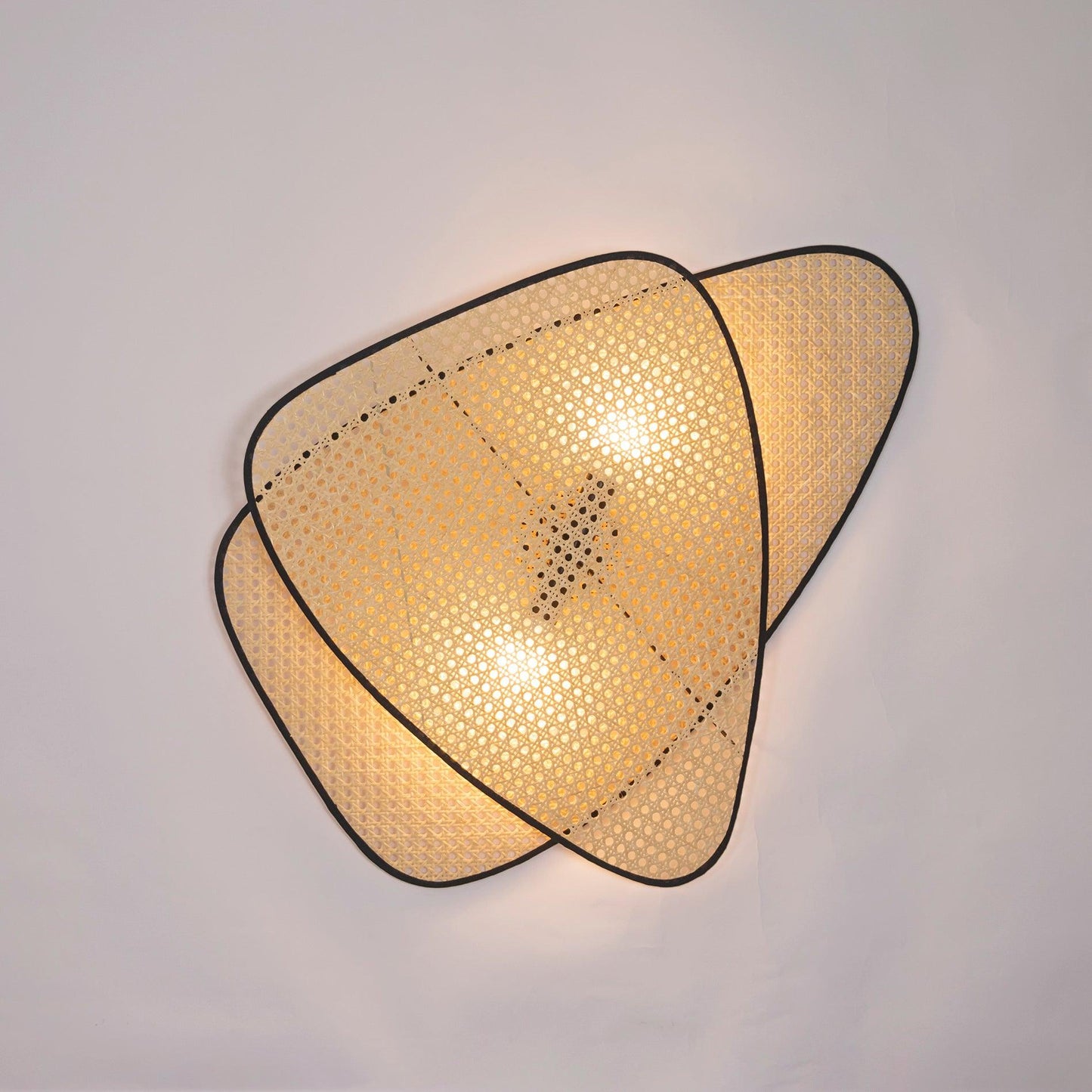 Screen Cannage Wall Sconce | Natural Bamboo & Metal | Set of 2