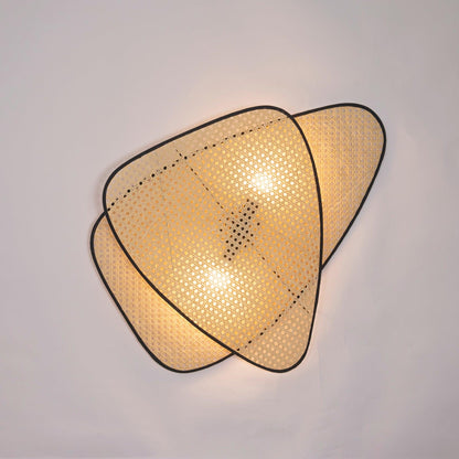 Screen Cannage Wall Sconce | Natural Bamboo & Metal | Set of 2