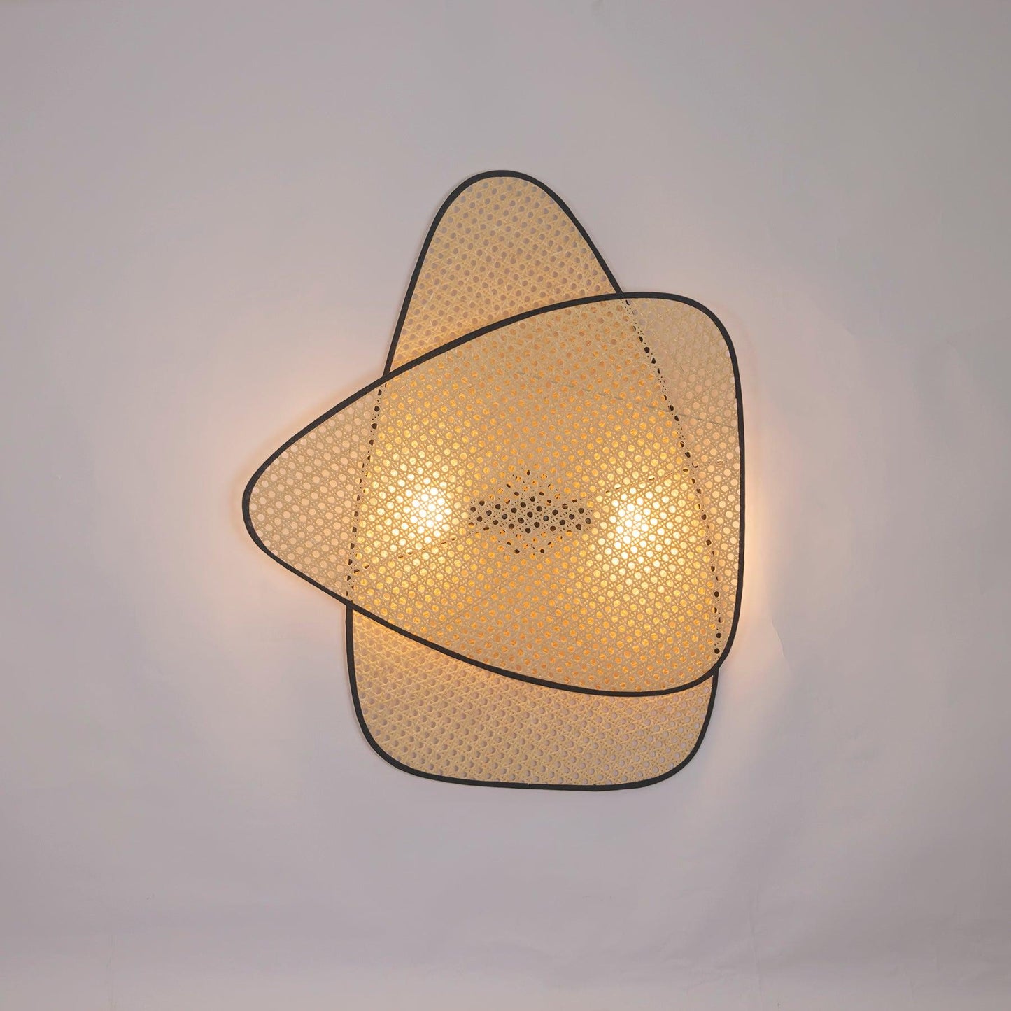 Screen Cannage Wall Sconce | Natural Bamboo & Metal | Set of 2