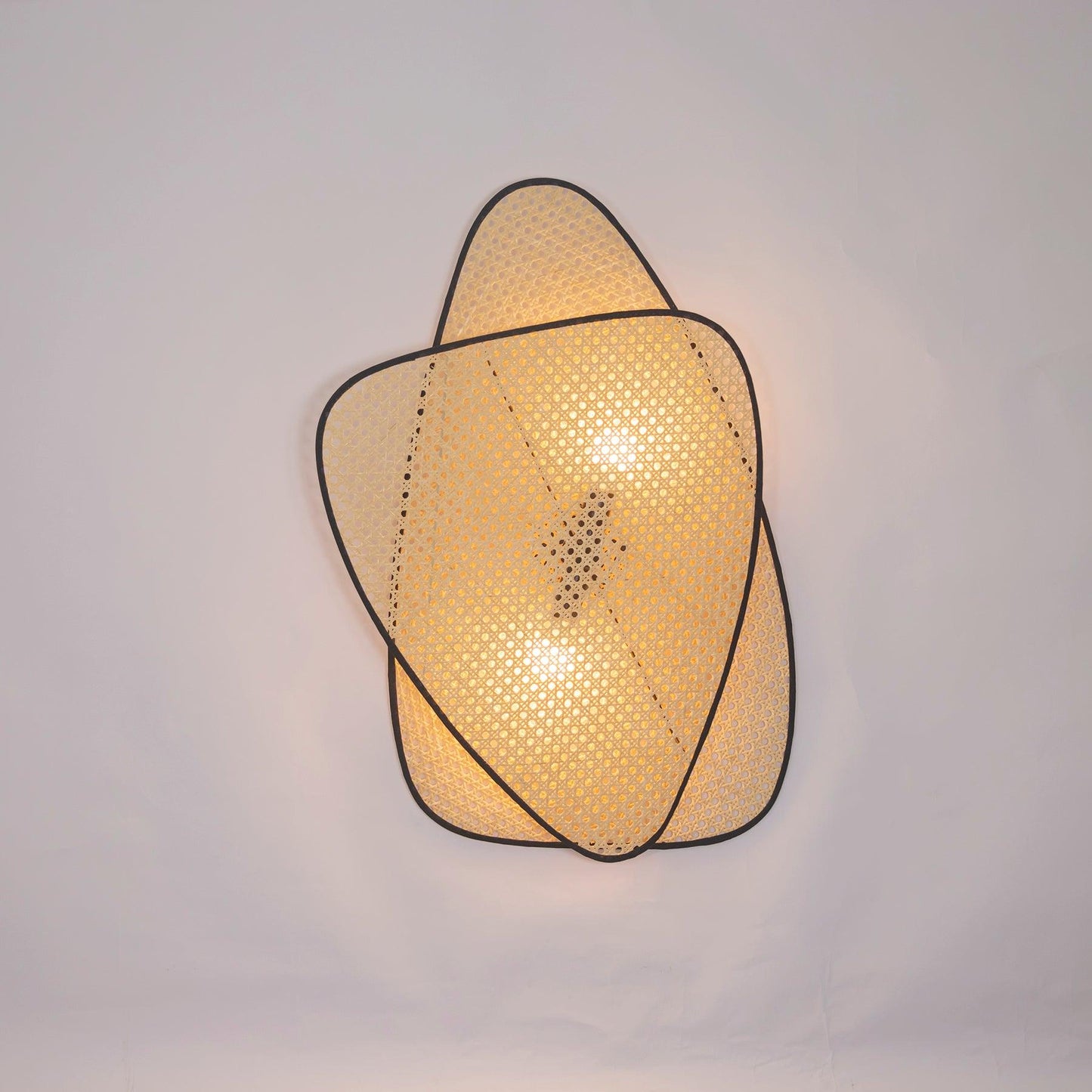 Screen Cannage Wall Sconce | Natural Bamboo & Metal | Set of 2