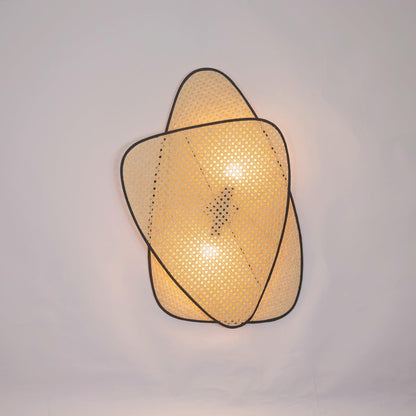 Screen Cannage Wall Sconce | Natural Bamboo & Metal | Set of 2