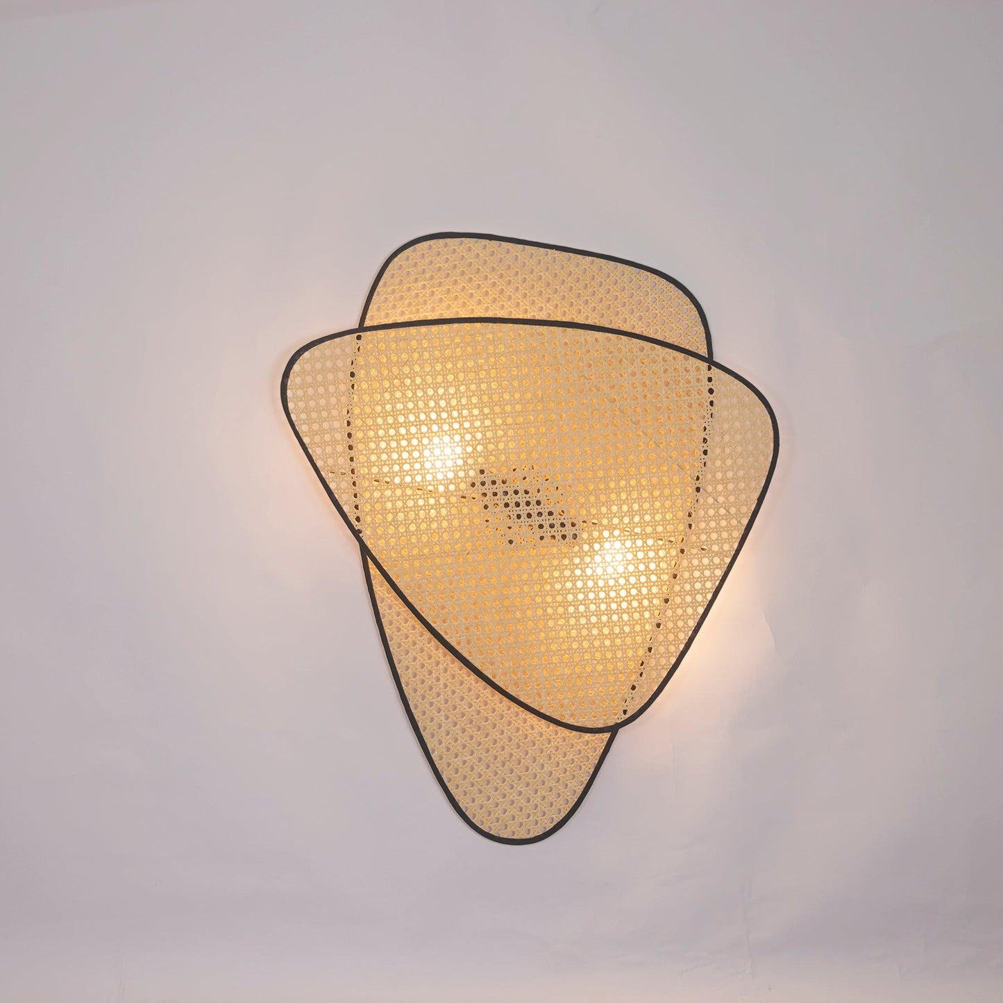 Screen Cannage Wall Sconce | Natural Bamboo & Metal | Set of 2