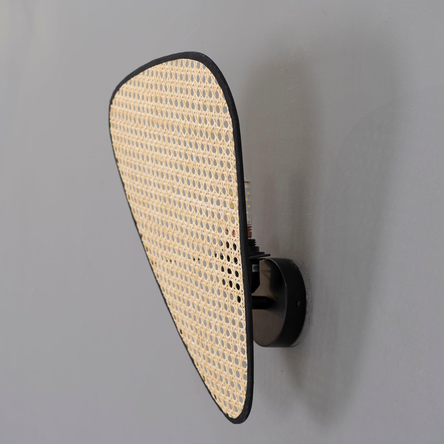Screen Cannage Wall Sconce | Natural Bamboo & Metal | Set of 2