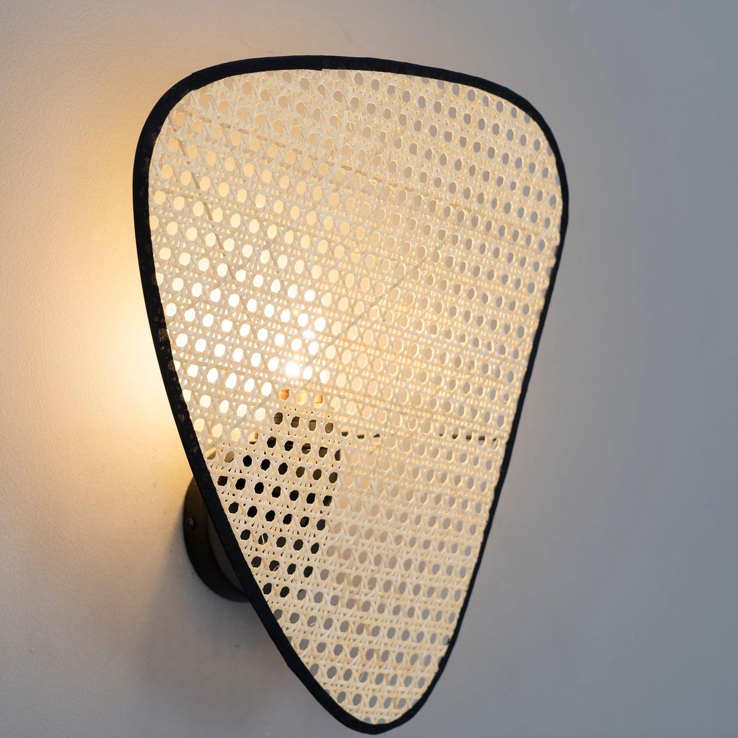 Screen Cannage Wall Sconce | Natural Bamboo & Metal | Set of 2