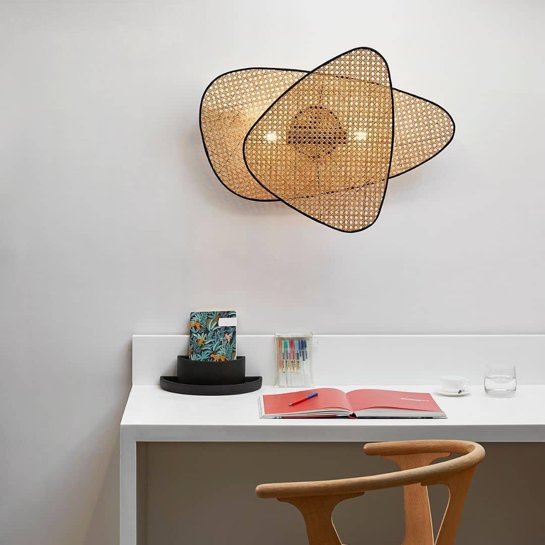 Screen Cannage Wall Sconce | Natural Bamboo & Metal | Set of 2