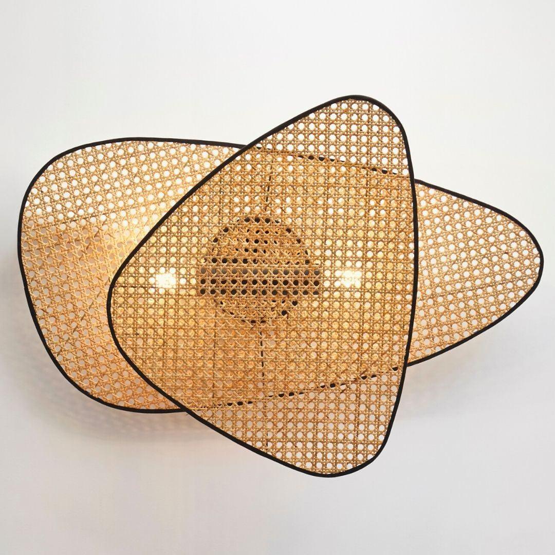 Screen Cannage Wall Sconce | Natural Bamboo & Metal | Set of 2