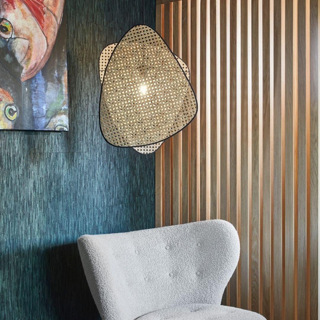 Screen Cannage Wall Sconce | Natural Bamboo & Metal | Set of 2