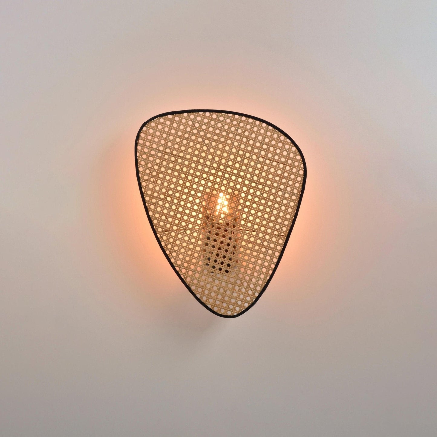 Screen Cannage Wall Sconce | Natural Bamboo & Metal | Set of 2
