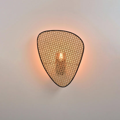 Screen Cannage Wall Sconce | Natural Bamboo & Metal | Set of 2