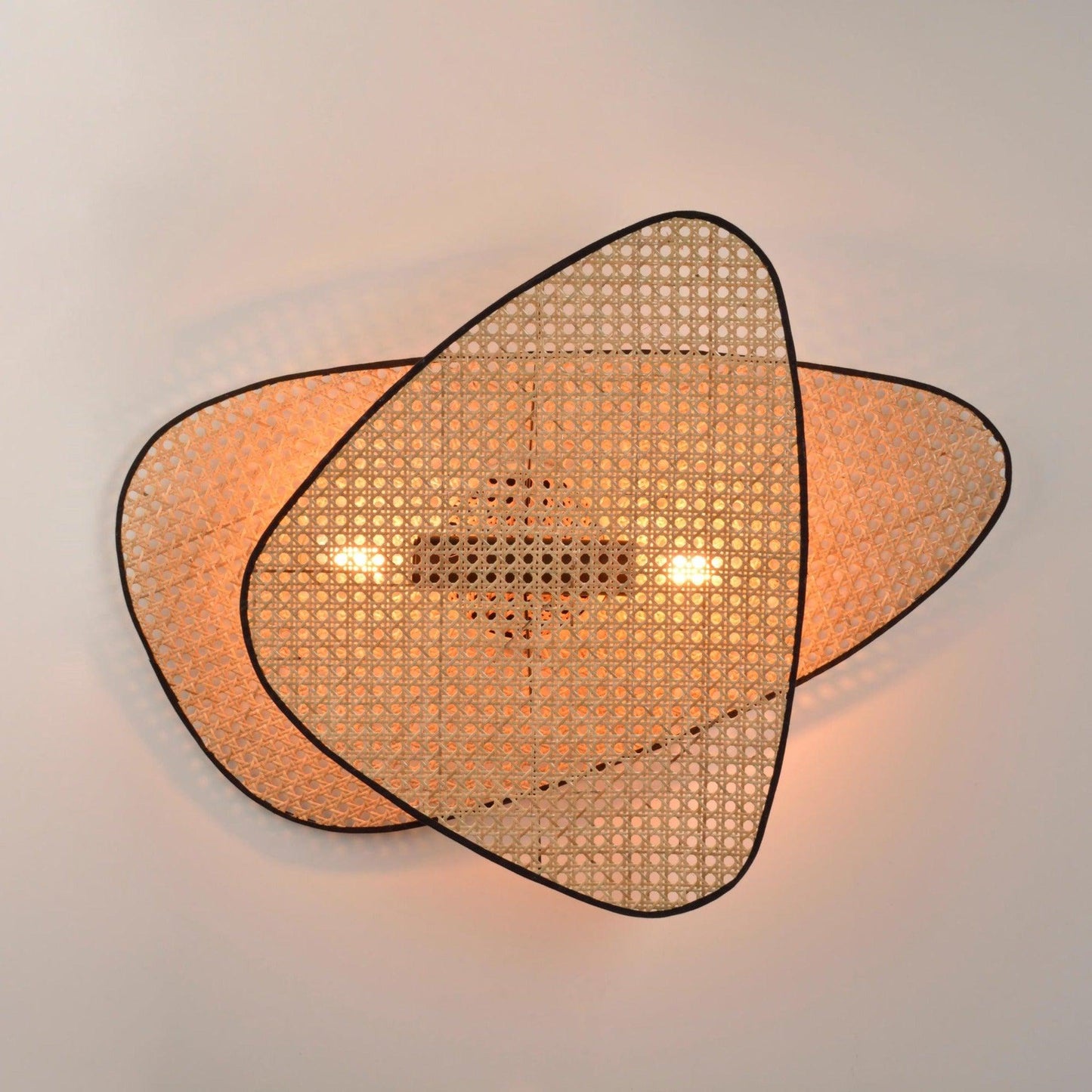 Screen Cannage Wall Sconce | Natural Bamboo & Metal | Set of 2