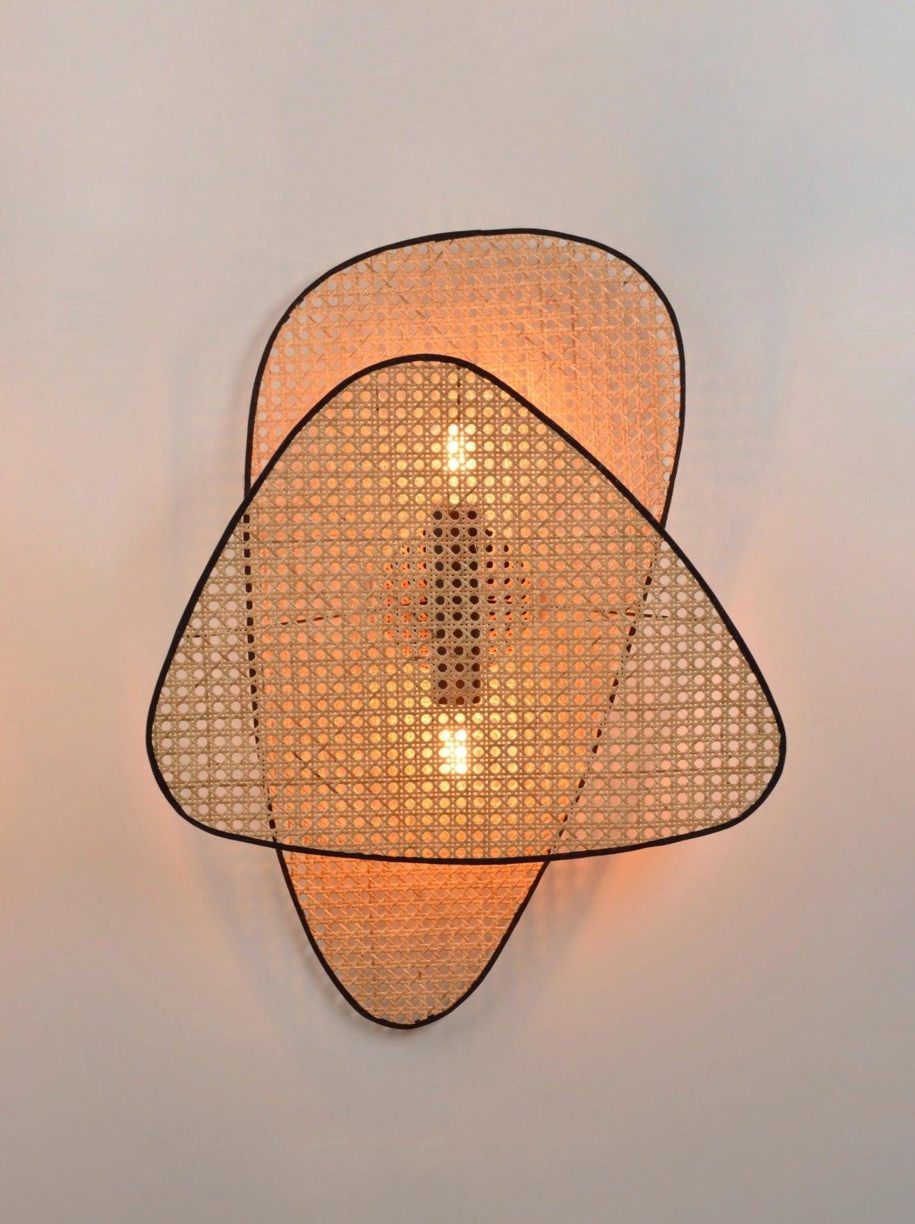 Screen Cannage Wall Sconce | Natural Bamboo & Metal | Set of 2