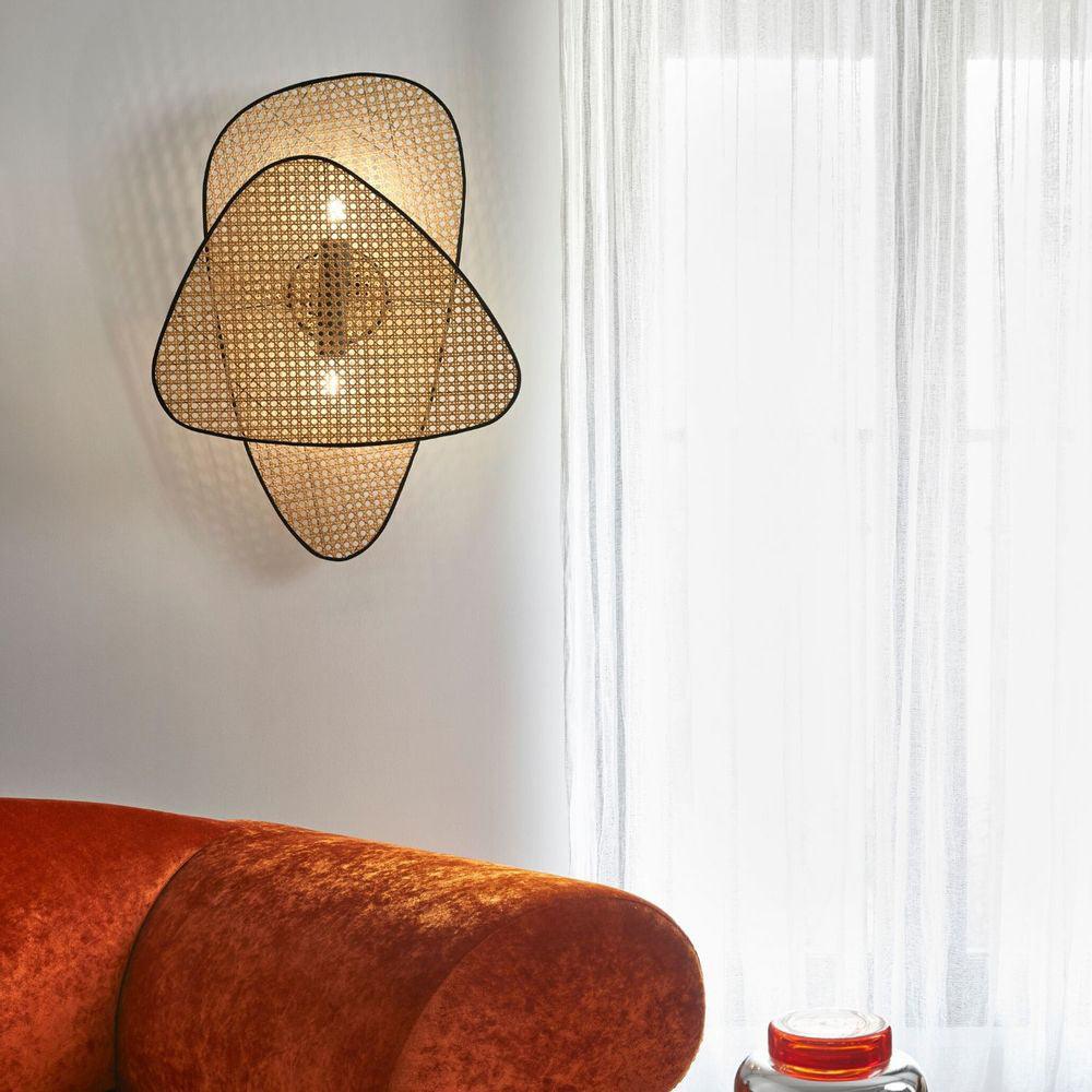 Screen Cannage Wall Sconce | Natural Bamboo & Metal | Set of 2
