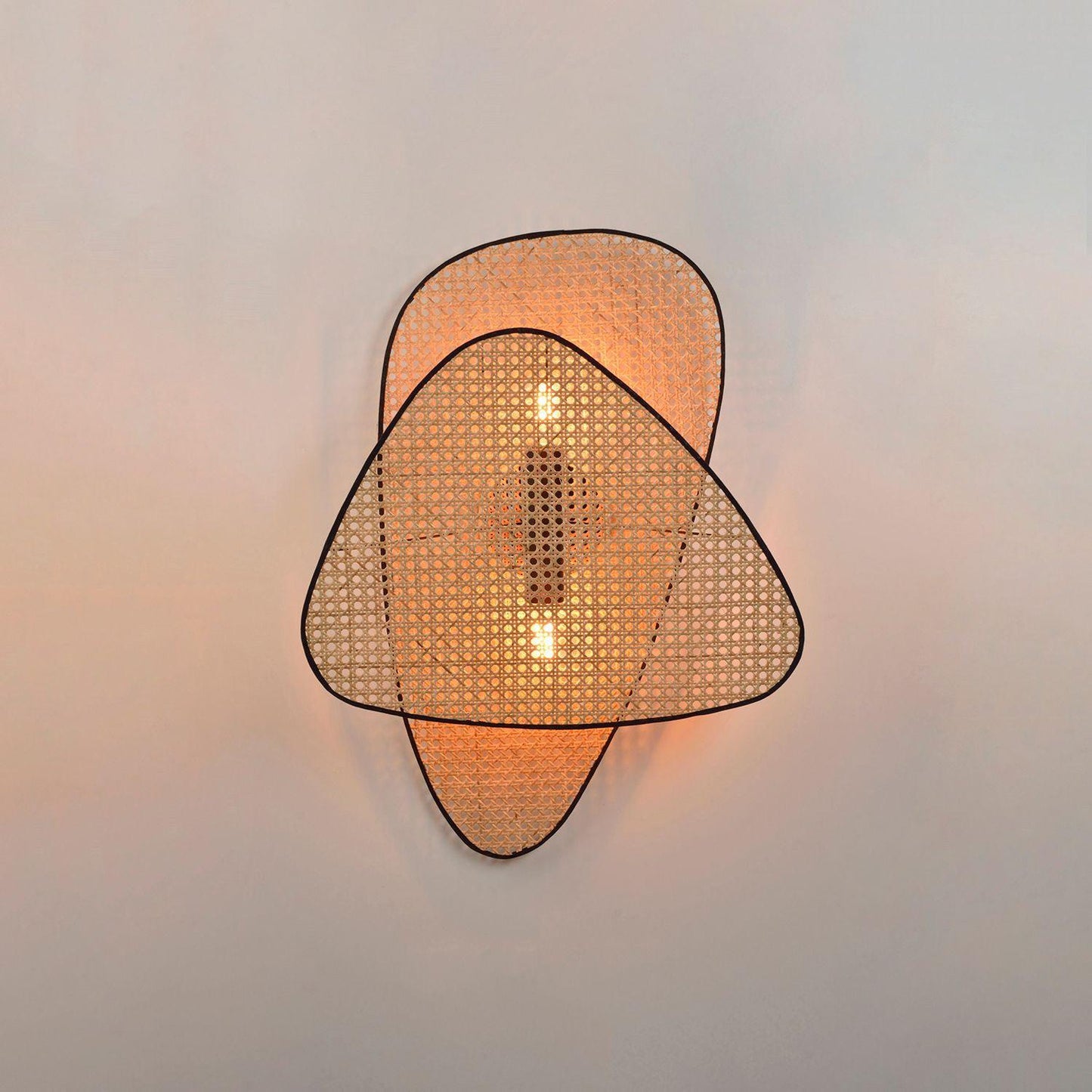 Screen Cannage Wall Sconce | Natural Bamboo & Metal | Set of 2