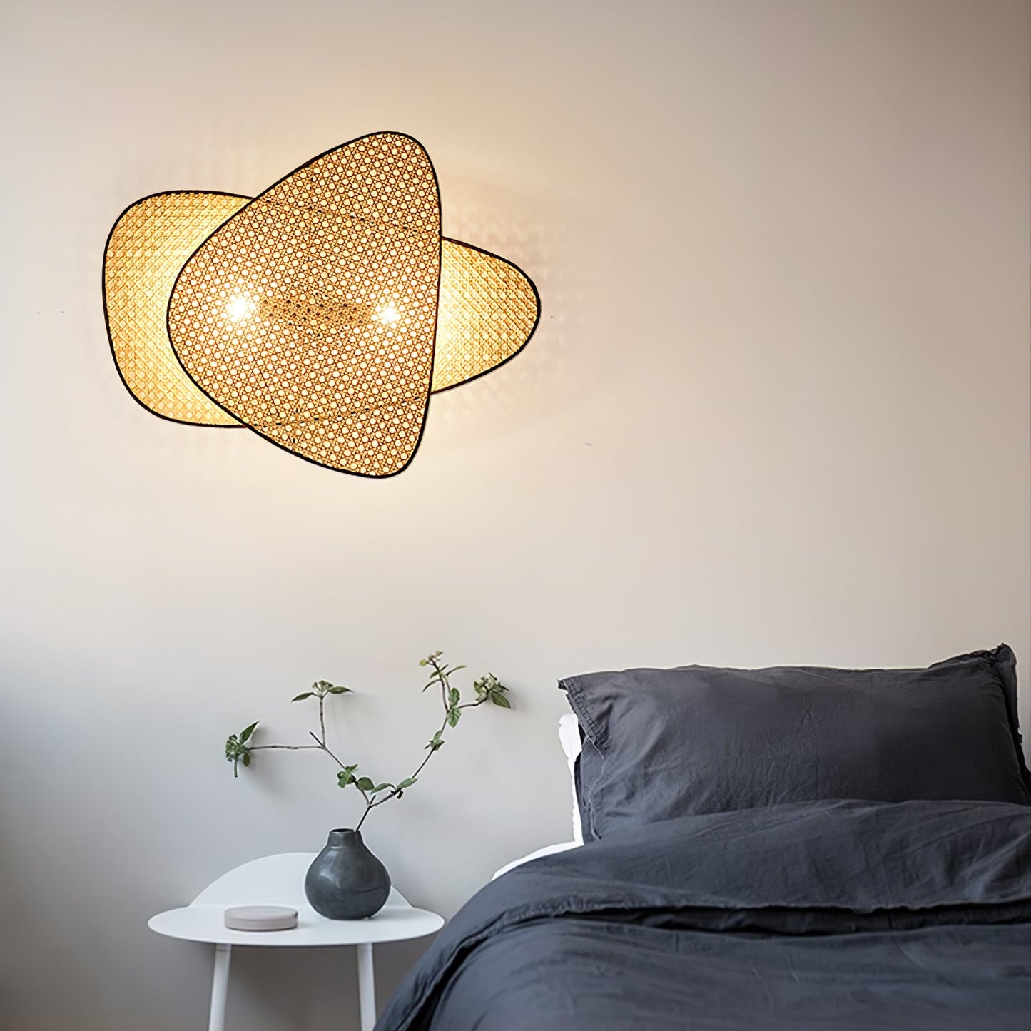 Screen Cannage Wall Sconce | Natural Bamboo & Metal | Set of 2