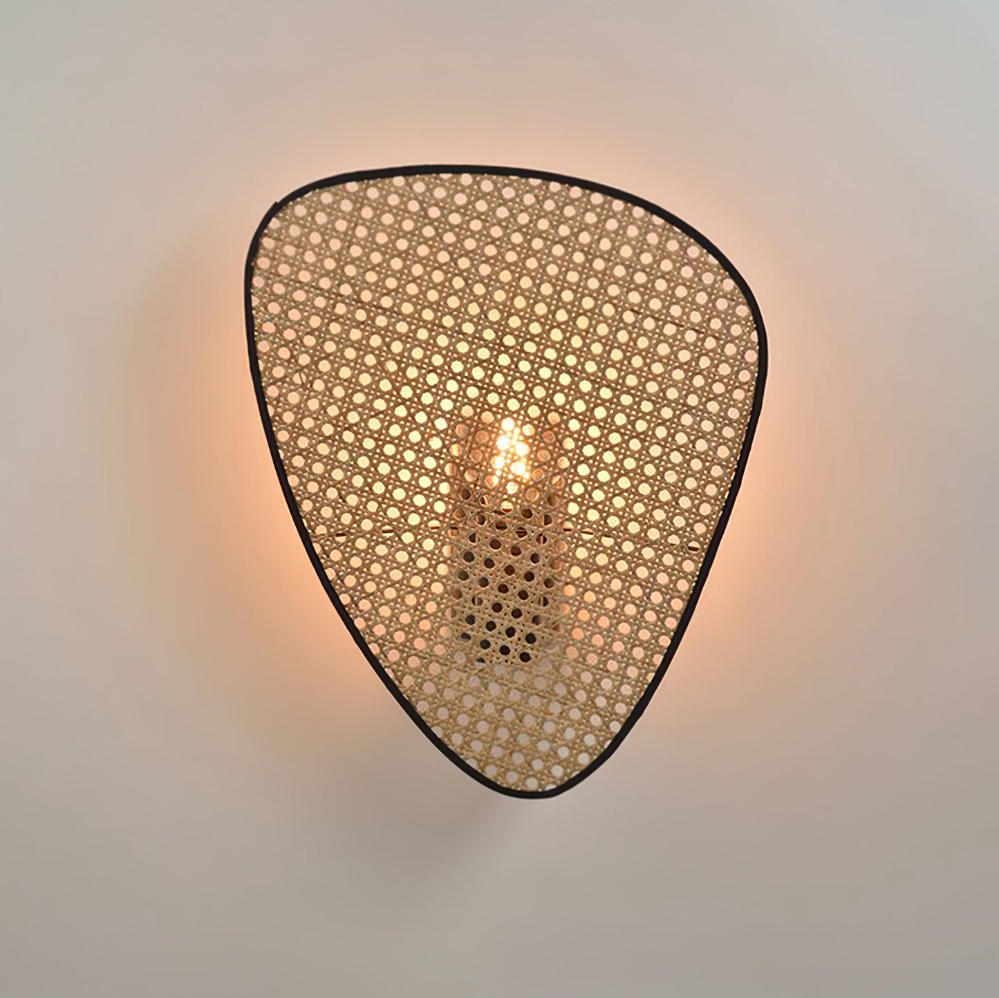 Screen Cannage Wall Sconce | Natural Bamboo & Metal | Set of 2