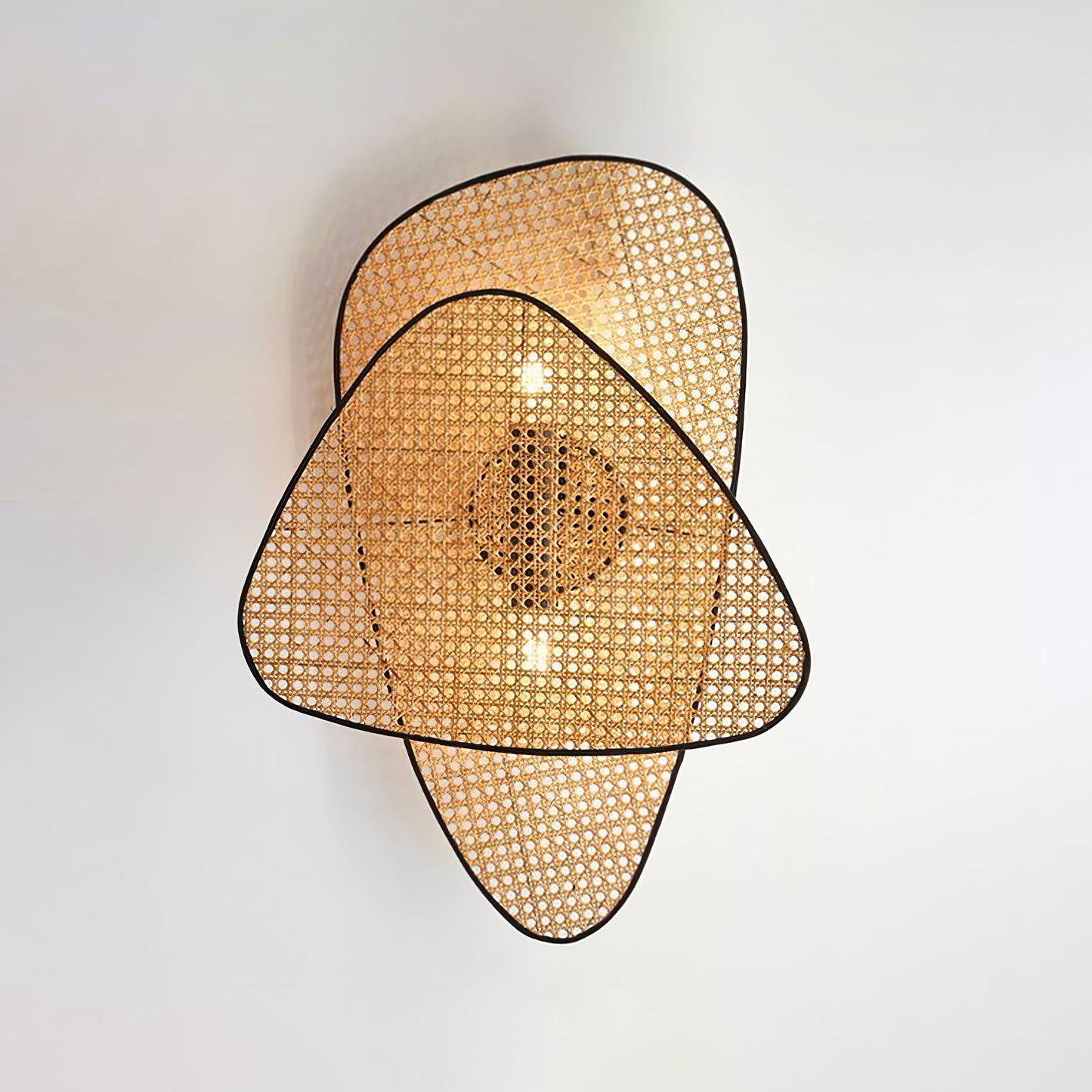 Screen Cannage Wall Sconce | Natural Bamboo & Metal | Set of 2