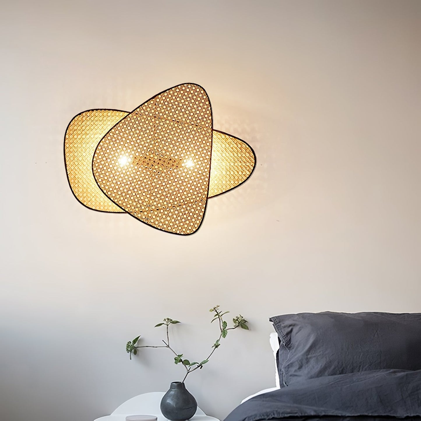 Screen Cannage Wall Sconce | Natural Bamboo & Metal | Set of 2