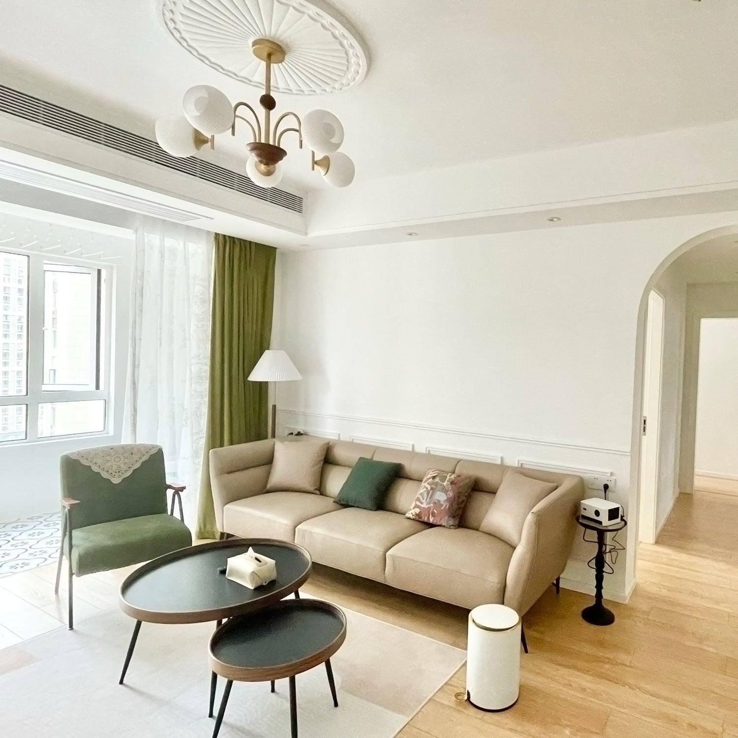 Glass Ribbed Chandelier | Metal & Glass | Gold & Walnut Finish