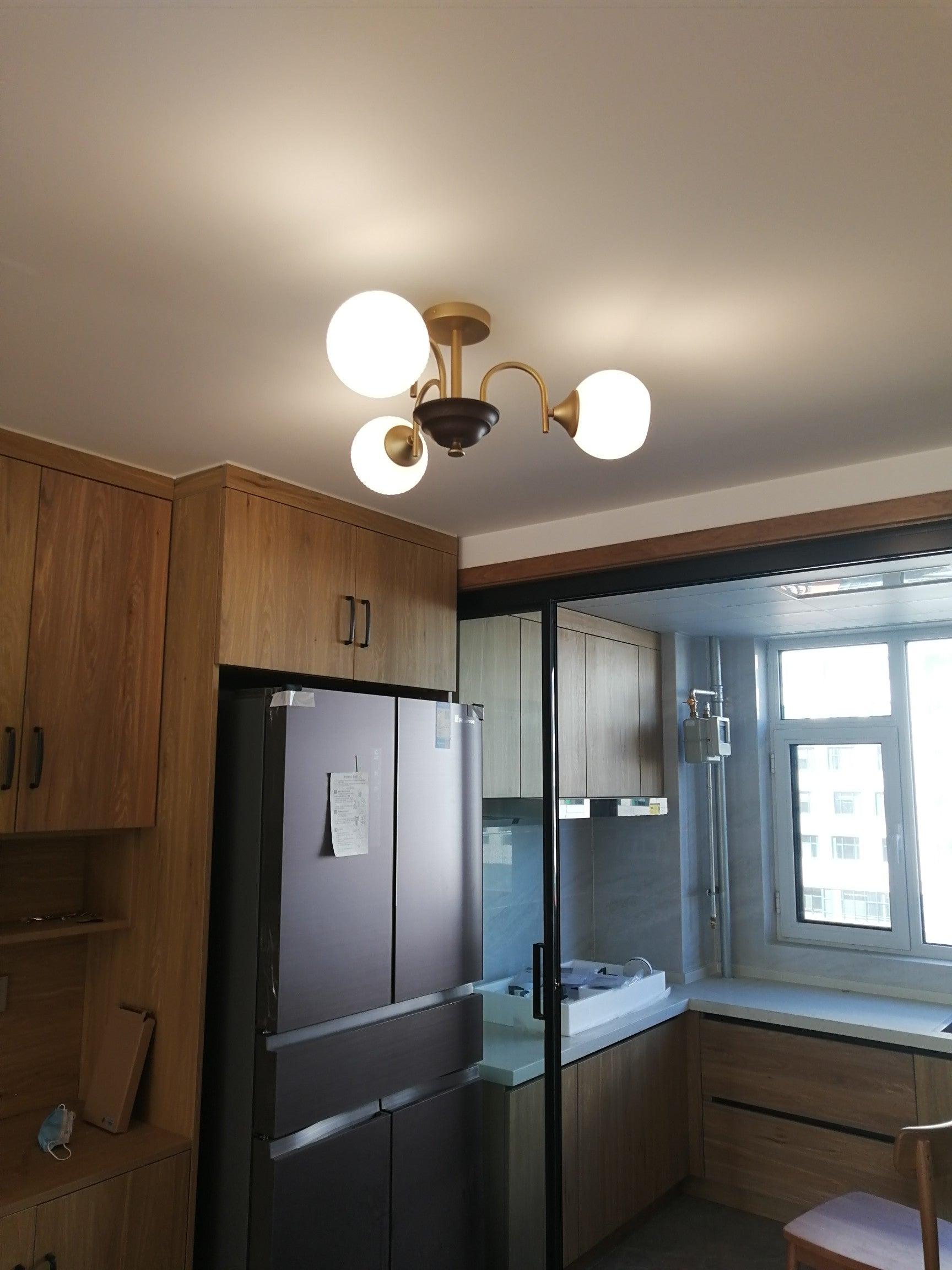 Glass Ribbed Chandelier | Metal & Glass | Gold & Walnut Finish