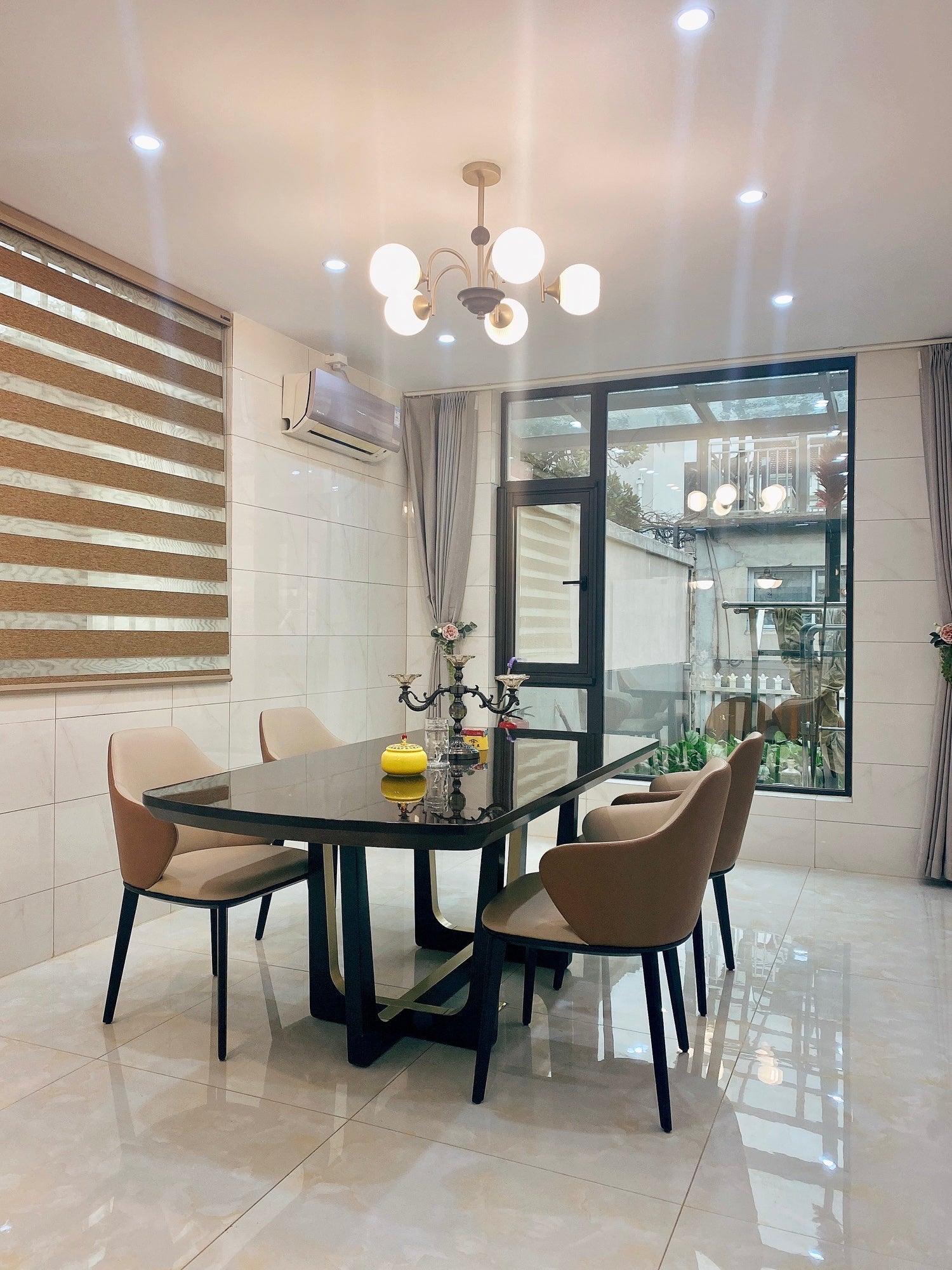 Glass Ribbed Chandelier | Metal & Glass | Gold & Walnut Finish
