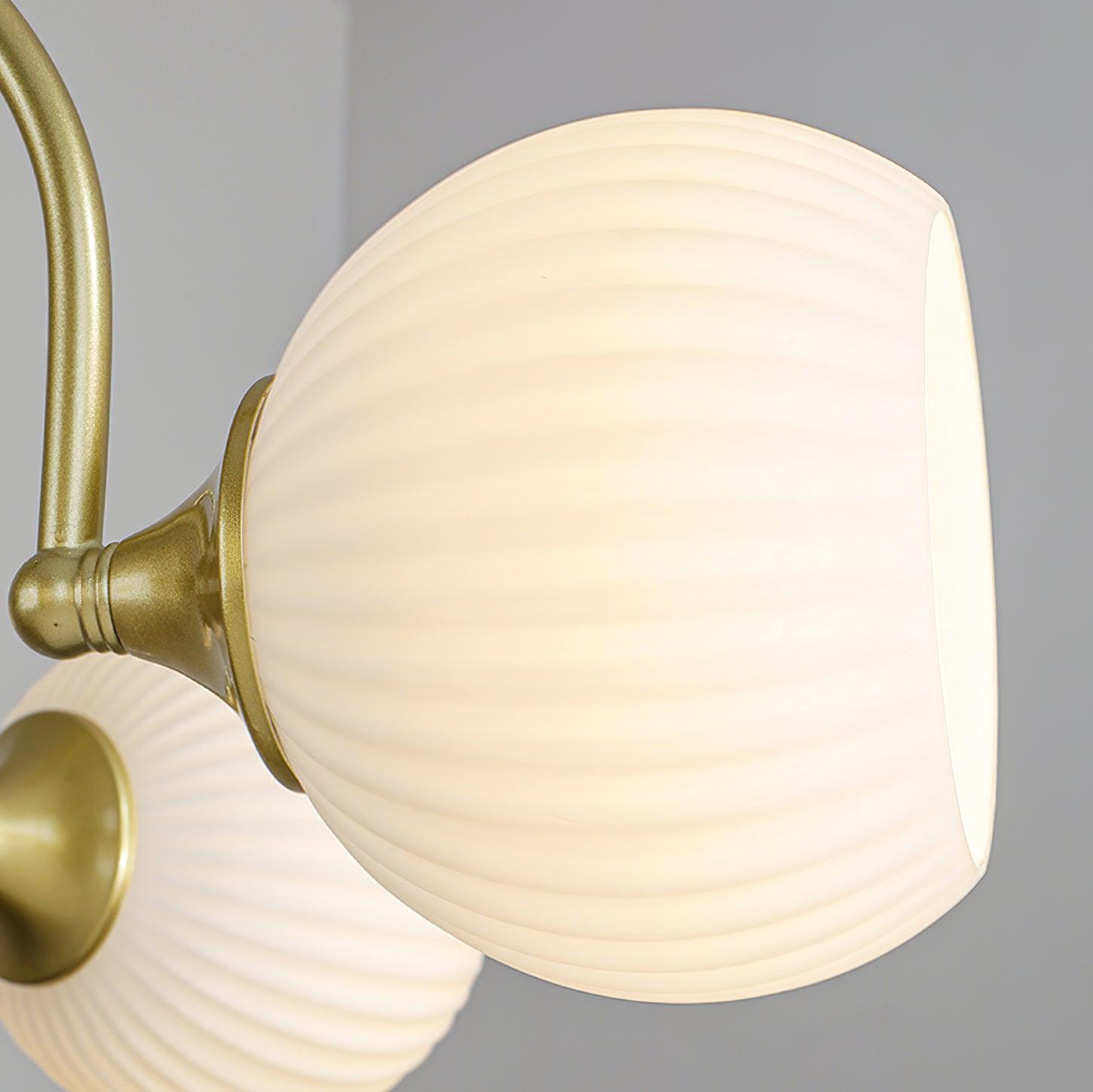 Glass Ribbed Chandelier | Metal & Glass | Gold & Walnut Finish