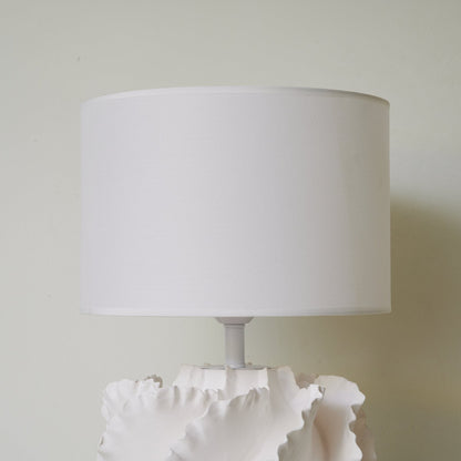 Table Lamp | Matte White Metal & Fabric | 30cm Diameter