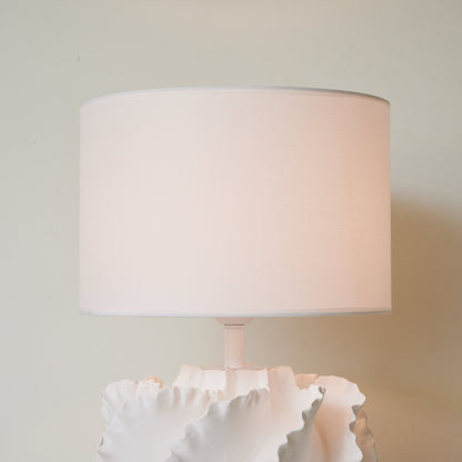 Table Lamp | Matte White Metal & Fabric | 30cm Diameter