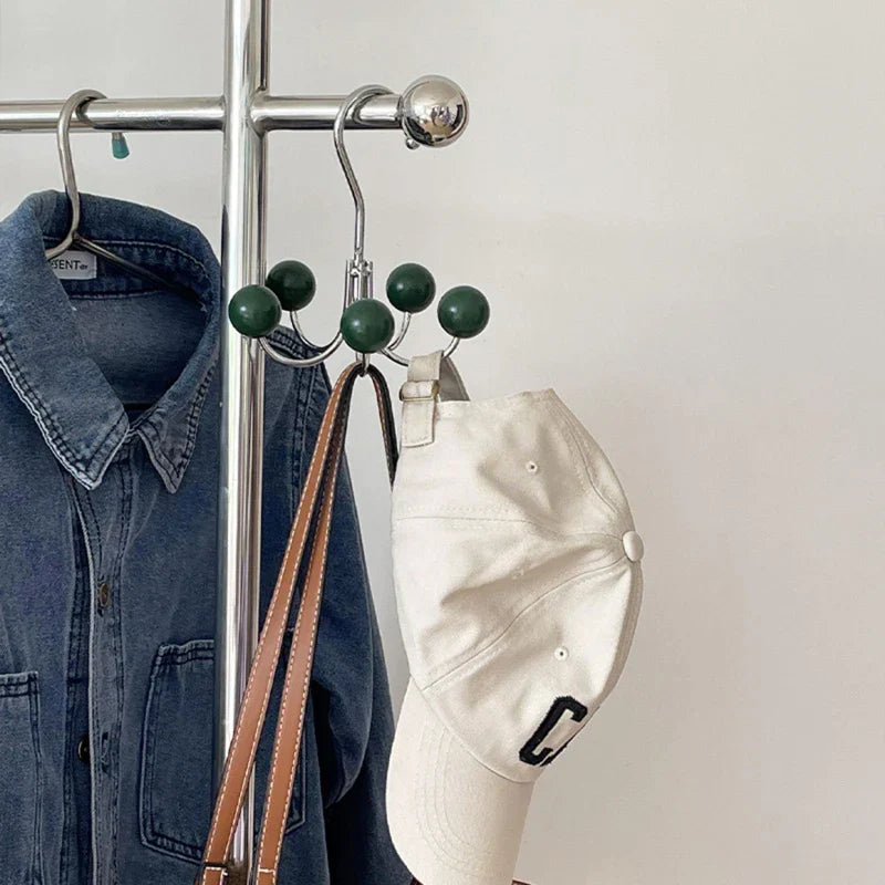 Gancho de Pared con Bola de Madera Giratoria para Decoración Elegante