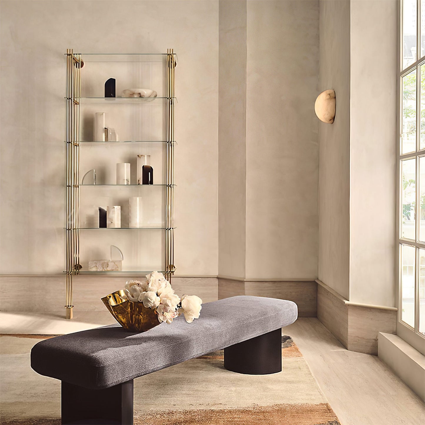 Alabaster Wall Lamp | Semicircular Design | White Finish
