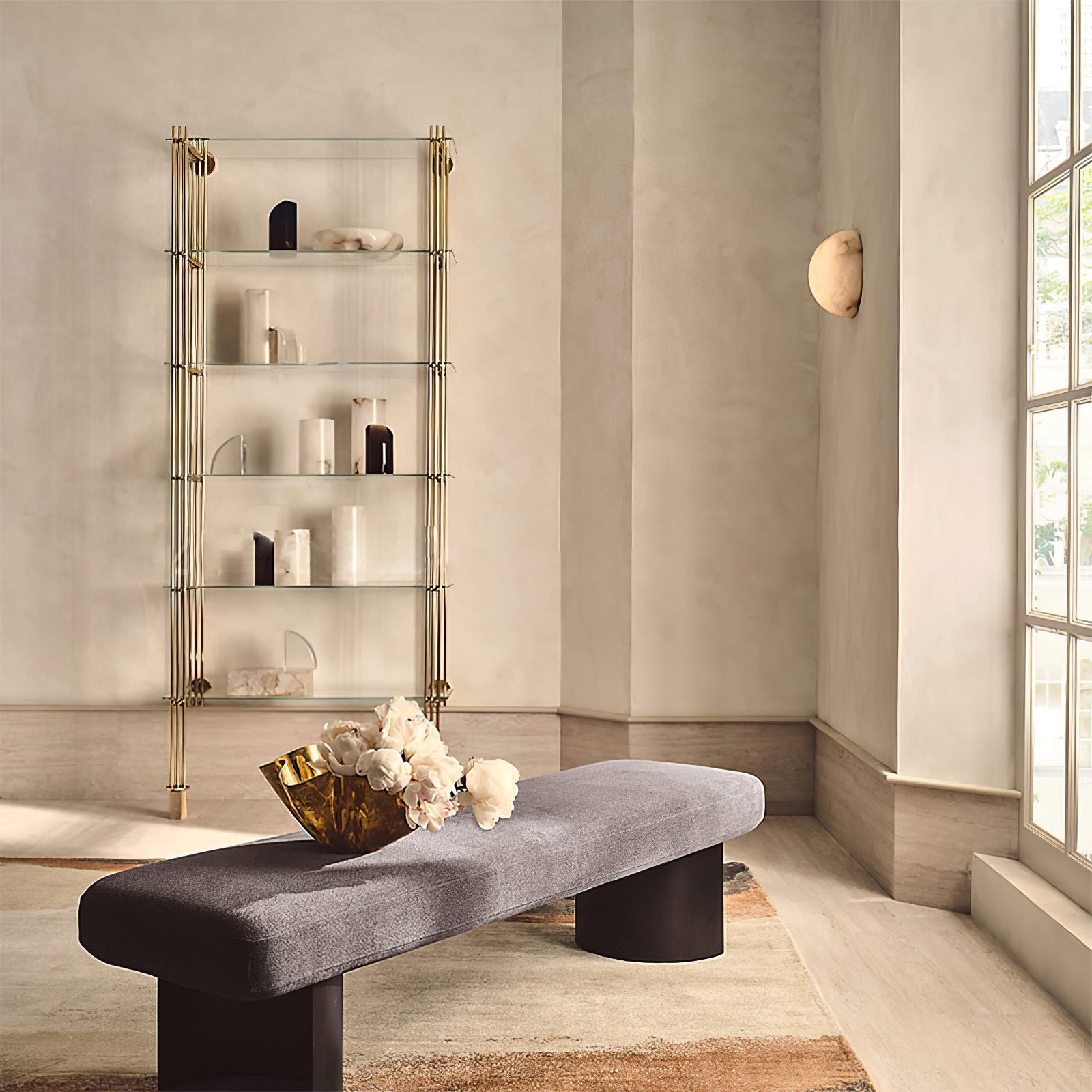 Alabaster Wall Lamp | Semicircular Design | White Finish