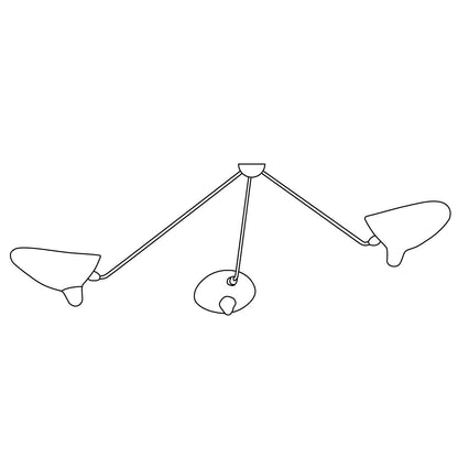 Serge Mouille Three-Arm Ceiling Lamp | Lacquered Aluminum & Steel | White or Black