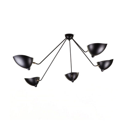 Serge Mouille Three-Arm Ceiling Lamp | Lacquered Aluminum & Steel | White or Black