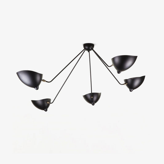 Serge Mouille Three-Arm Ceiling Lamp | Lacquered Aluminum & Steel | White or Black