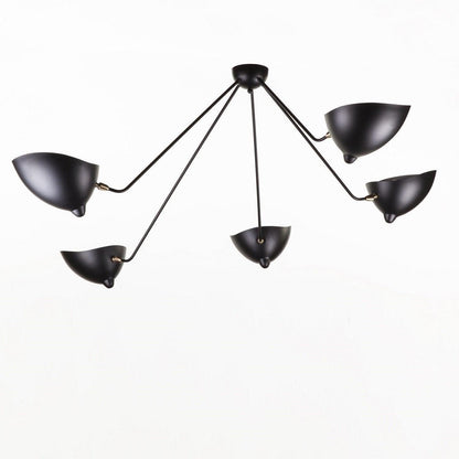 Serge Mouille Three-Arm Ceiling Lamp | Lacquered Aluminum & Steel | White or Black
