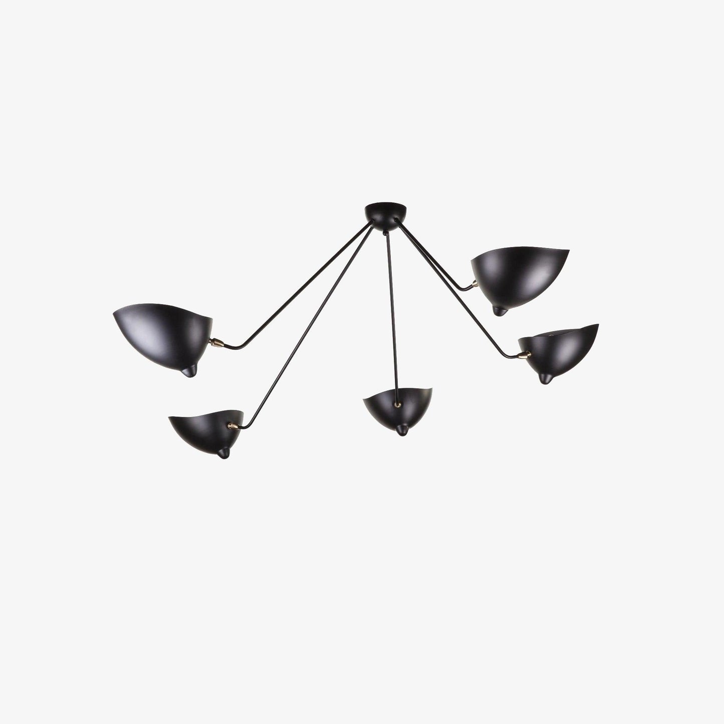 Serge Mouille Three-Arm Ceiling Lamp | Lacquered Aluminum & Steel | White or Black