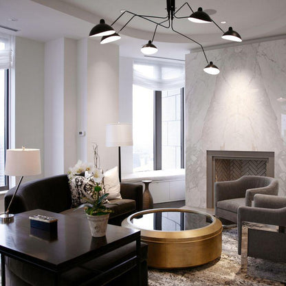 Serge Mouille Ceiling Light | Lacquered Aluminum & Steel | 3-Head Design White/Black