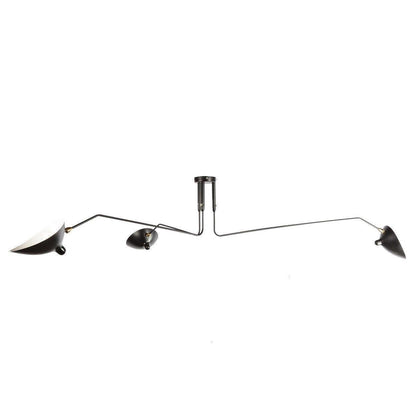 Serge Mouille Ceiling Light | Lacquered Aluminum & Steel | 3-Head Design White/Black