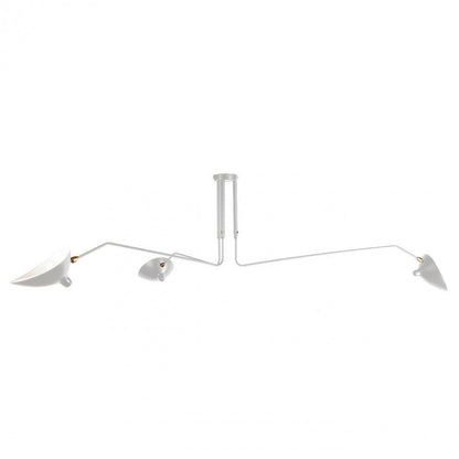 Serge Mouille Ceiling Light | Lacquered Aluminum & Steel | 3-Head Design White/Black