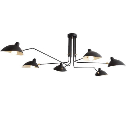 Serge Mouille Ceiling Light | Lacquered Aluminum & Steel | 3-Head Design White/Black
