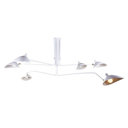 Serge Mouille Ceiling Light | Lacquered Aluminum & Steel | 3-Head Design White/Black