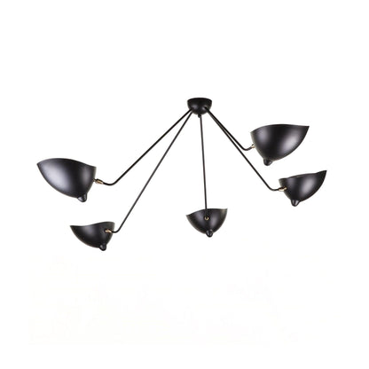 Serge Mouille Three-Arm Ceiling Lamp | Lacquered Aluminum & Steel | White or Black