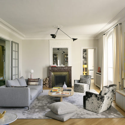 Serge Mouille Three-Arm Ceiling Lamp | Lacquered Aluminum & Steel | White or Black