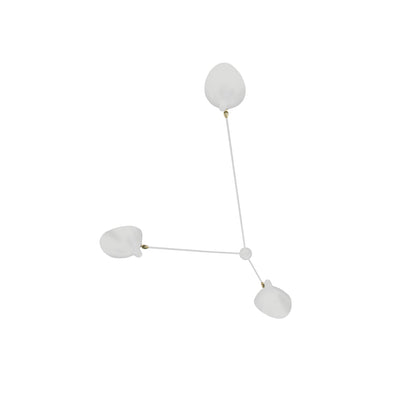 Serge Mouille Three-Arm Ceiling Lamp | Lacquered Aluminum & Steel | White or Black